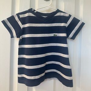 Lacoste Kids Tee with Navy and White Stripes